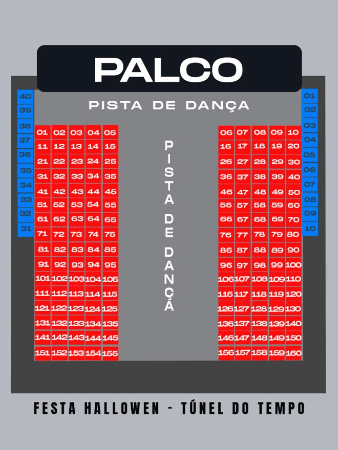Mapa do evento - Festa Halloween - Túnel do Tempo